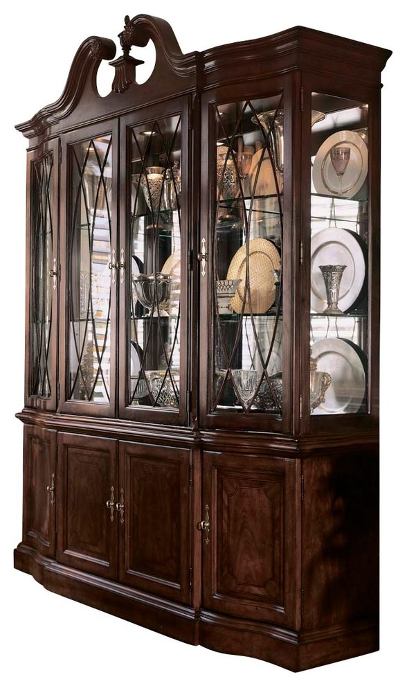 American Drew Cherry Grove Breakfront China Antique Cherry
