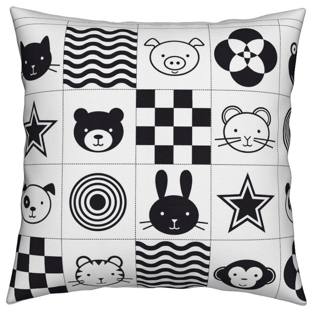 B W Black And White Black White Geometric Throw Pillow