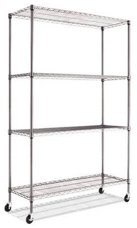 Complete Wire Shelving Unit With Caster 4 Shelf 48 X18 X72 Black Complete Wire Shelving Unit With Caster 4 Shelf 48 X18 X72