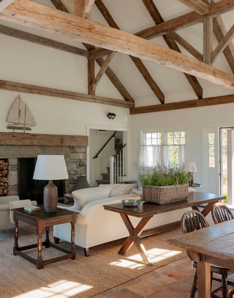 Cottage living room photo in Boston