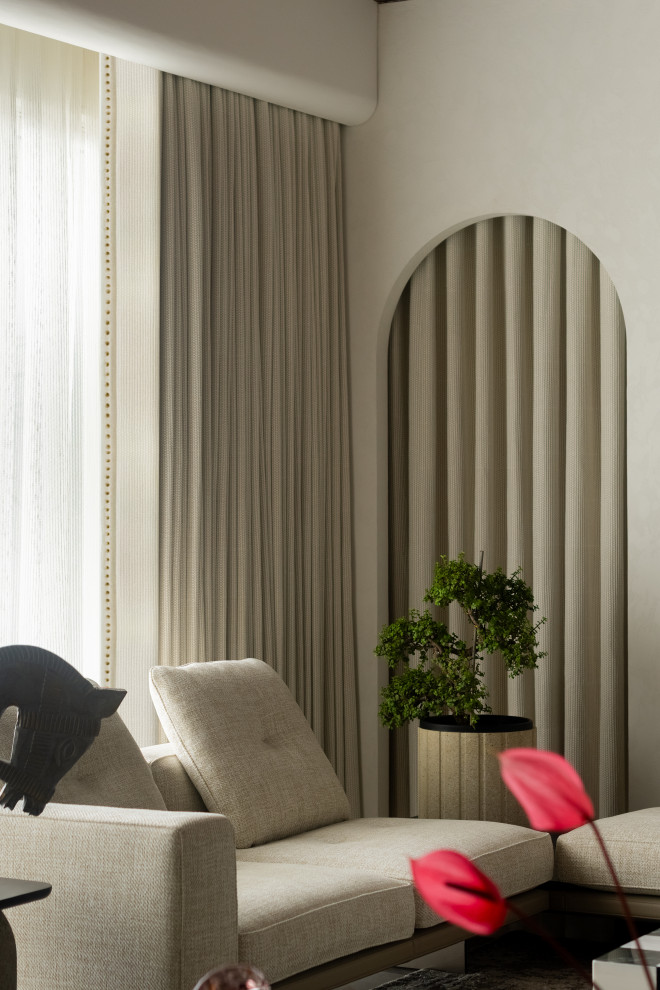 This is an example of a Scandinavian living room in Mumbai.