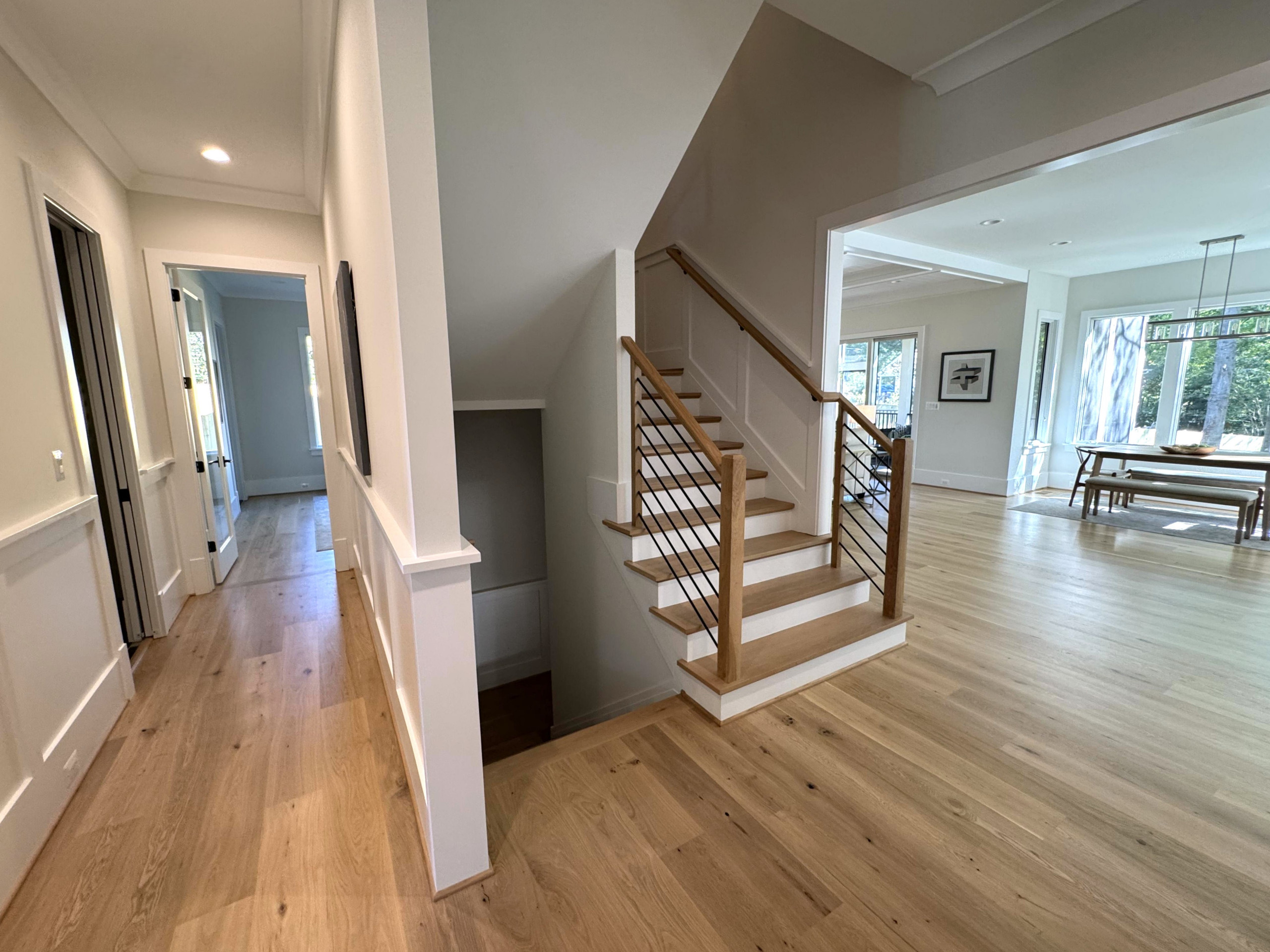 140_Modern White Oak Stair with Horizontal Bar Rail, Falls Church, VA 22043