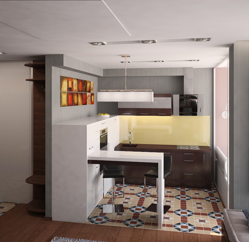 Компактная кухня со смарт-стеклом и Умным домом в Москве