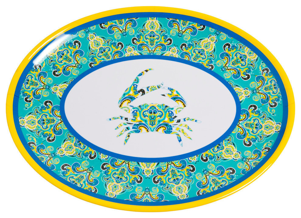 Galleyware Paisley Crab Melamine Oval Platter