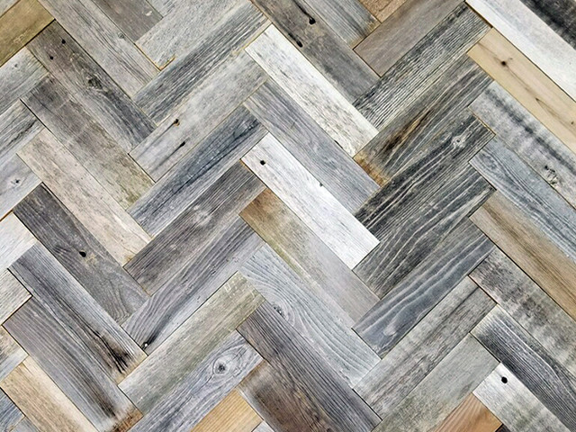 Brown Elon Dark Brown Herringbone Reclaimed Wood 186x90cm Ex