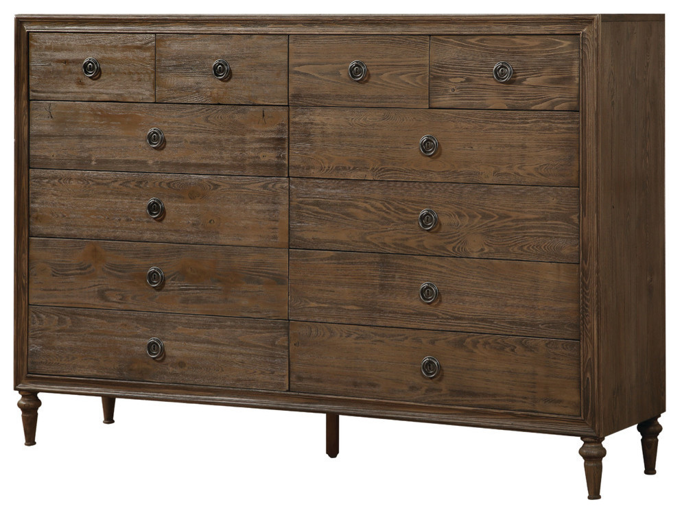 Inverness 12 Drawer Dresser Reclaimed Oak Traditional