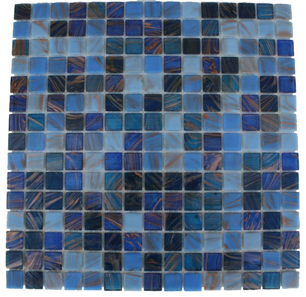 13"x13" Lake Blue Glass Tile, Single Sheet