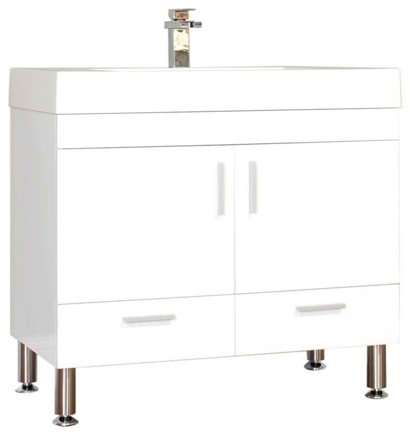Greenville 36" Single Modern Bathroom Vanity, White Contemporary