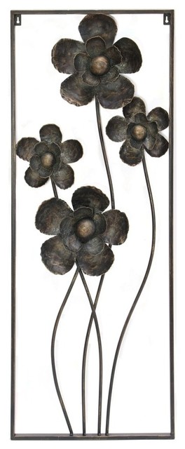 16 5 By 44 In Large Black Metal Flower Blossoms Open Framed