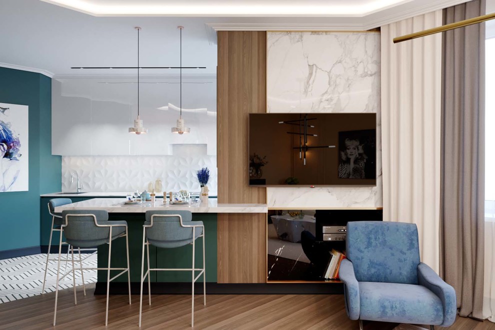 Модный интерьер двухкомнатной квартиры в духе современной Европы 75 метров