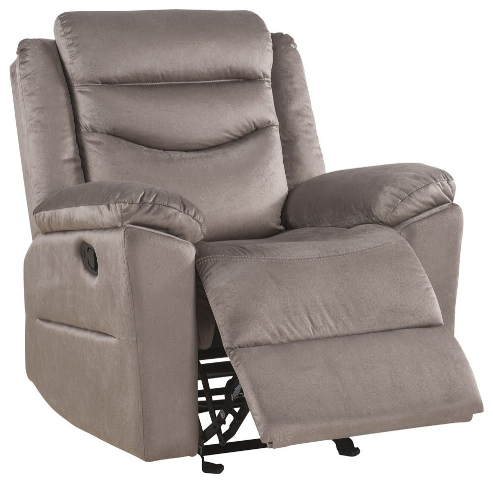 Fabric Upholstered Glider Recliner With Tufted Back Cushions Brown