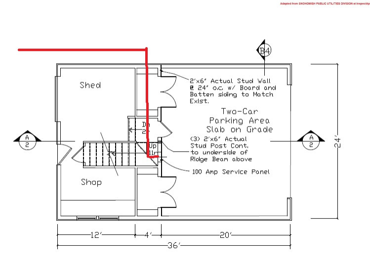 Location of EV charging outlets in new garage