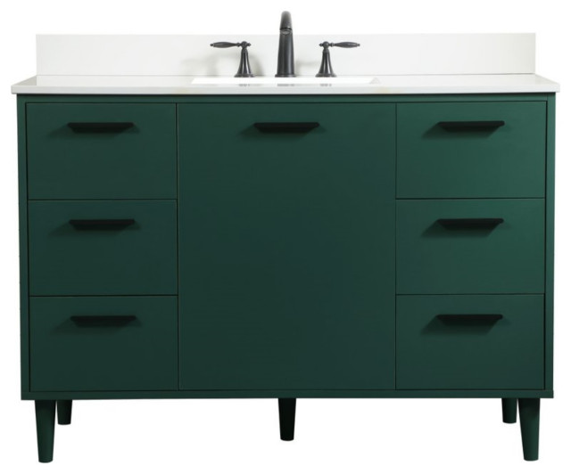48" Bathroom Vanity, Green With Backsplash Midcentury Bathroom Vanities And Sink Consoles