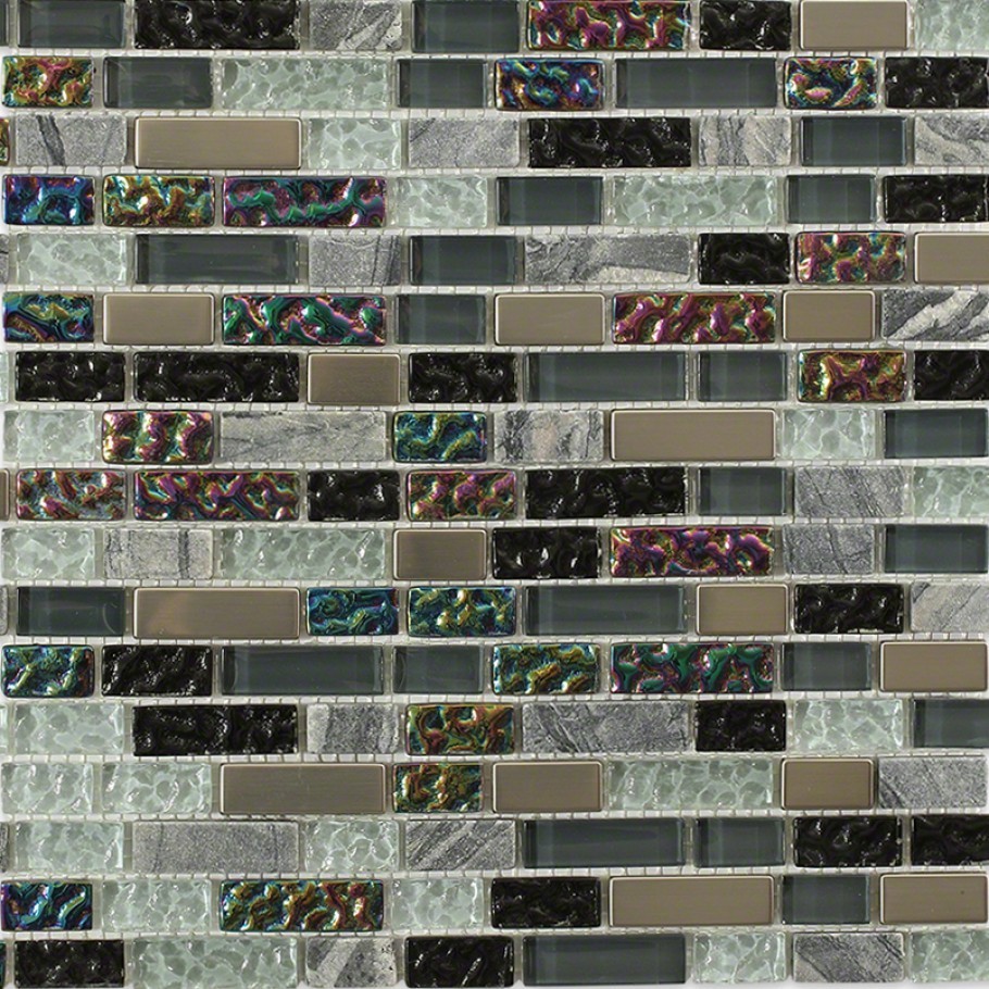 Nimbus Gray Blend Bricks Marble and Glass Tile Sample