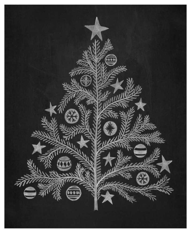 "Chalkboard Holiday Trees II" Digital Paper Print by Mary Urban, 18"x22