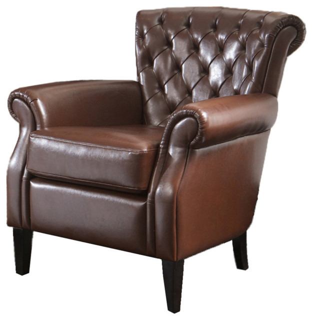 Gdf Studio Tufted Leather Club Chair, Is Tufted Leather Real