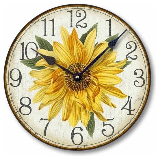 Vintage-Style Sunflower Clock - Farmhouse - Wall Clocks - by Fairy