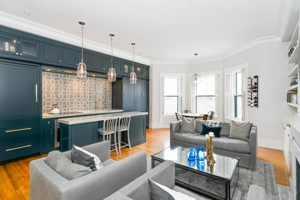 This is an example of a transitional home design in Boston.