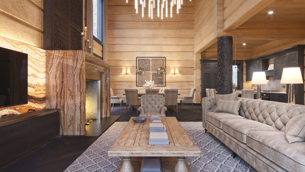 Шале со спа-зоной и бассейном из лафета кедра и бетона