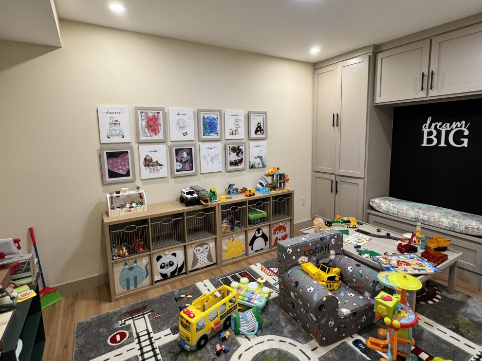 Modern Basement renovation in Gold and Black: complete basement renovation Gibso