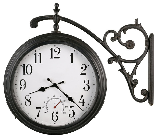 Outdoor Clock, Double Side Design With White Dial With Black Handles ...