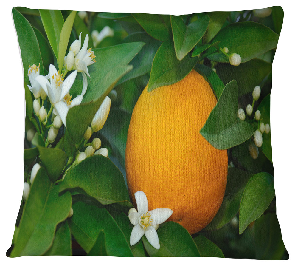 Orange Blossom Portrait Throw Pillow, 18"x18"