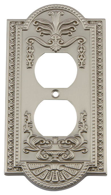 NW Meadows Switch Plate With Outlet, Satin Nickel
