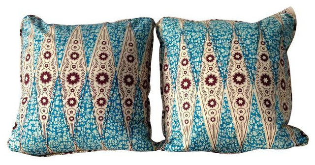 Dutch Inspired African Wax Print Pillows - Blue