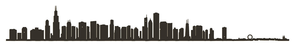 The Line, Chicago City Skyline Silhouette, 49.5"