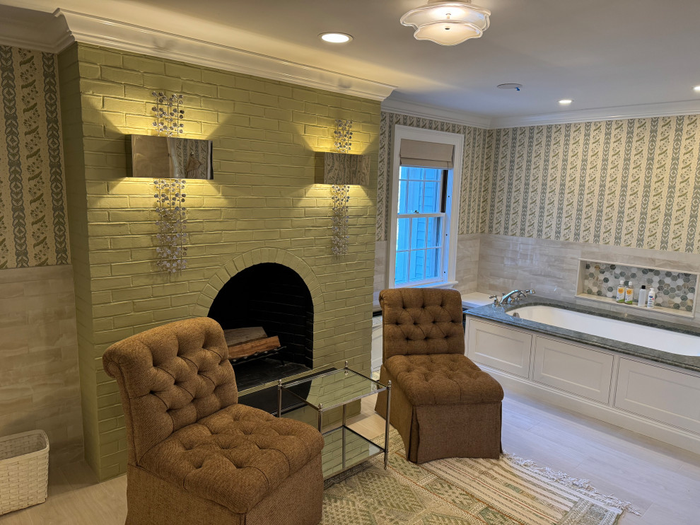Luxury Primary Bath with Fireplace