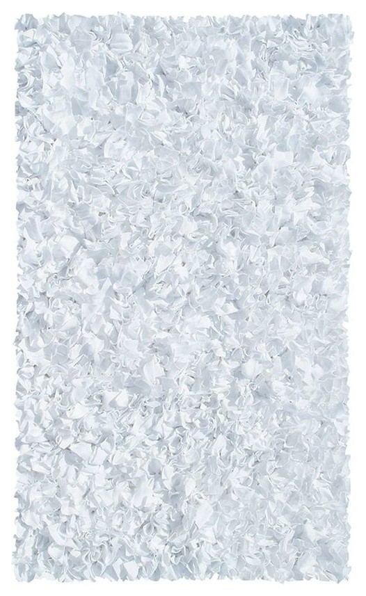 Shaggy Raggy White Area Rug, 2'8"x4'8 Contemporary Kids Rugs by