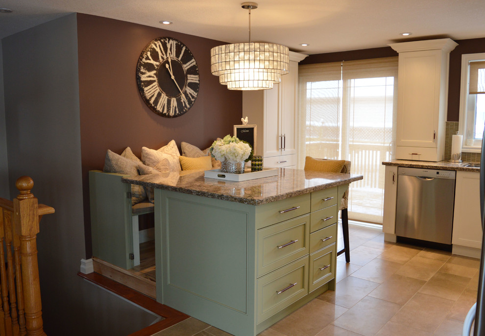 Example of a transitional kitchen design in Toronto
