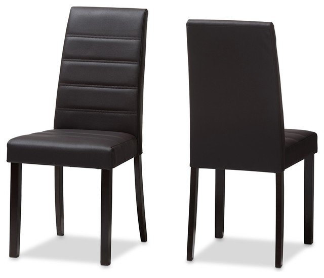 Modern And Contemporary Brown Faux Leather Upholstered Dining