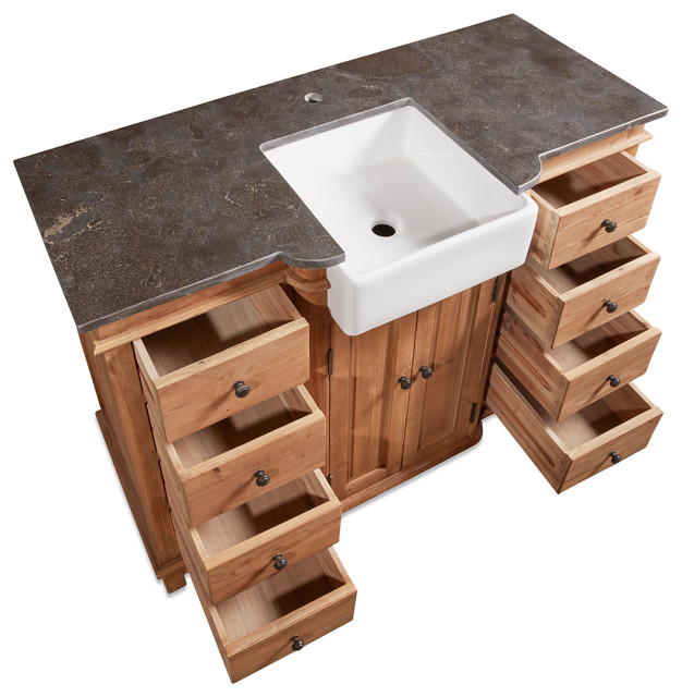 46" Reclaimed Pine Single Bath Vanity with Farmhouse Sink ...