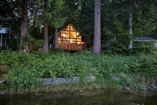 The beautiful modern rustic decor of an Adirondack A-Frame Cabin