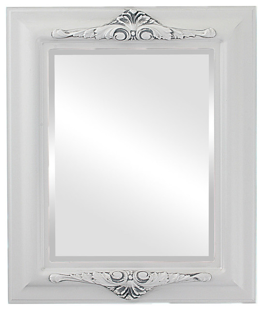 Winchester Framed Rectangle Mirror In Linen White Traditional Framed Rectangle Mirror In Linen White