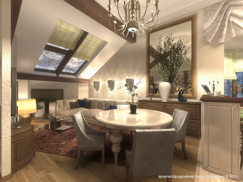 Интерьер квартиры на мансардном этаже