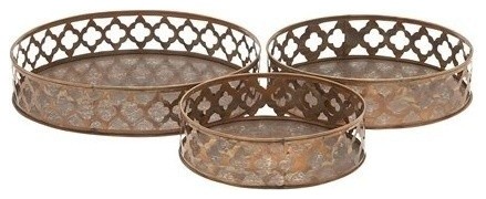 Rustic and Simple Metal Tray, Set of 3