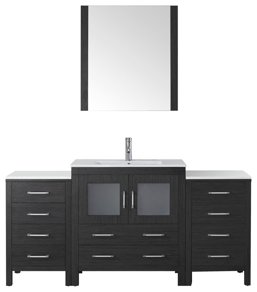 Virtu Usa Dior 68 Single Square Sink Zebra Gray Top Vanity In Wit