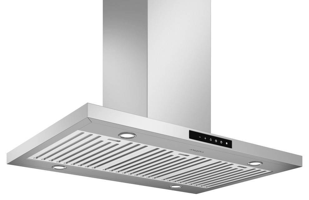 Ancona Noturna IR36 36" Island Rectangular Range Hood, Stainless Steel