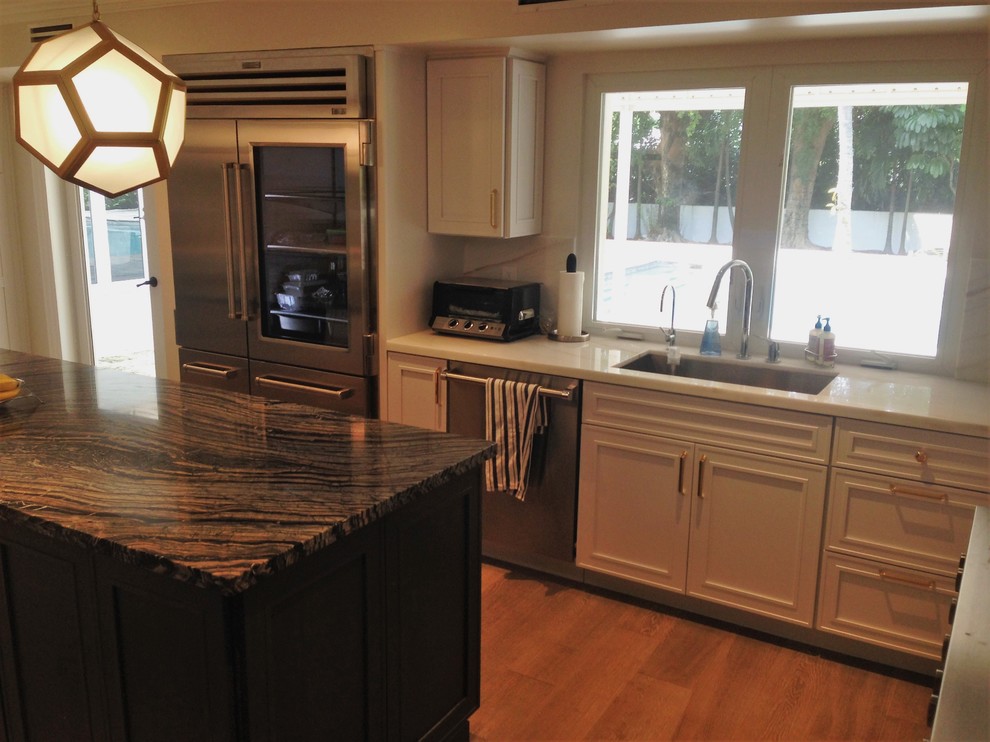Example of a transitional kitchen design in Miami