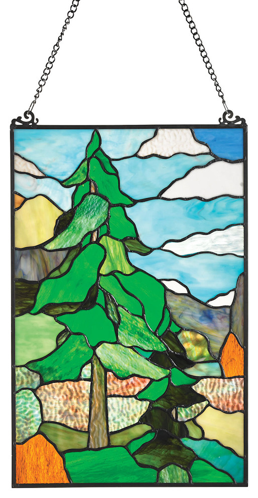 Wilderness Art Stained Glass Panel - Tiffany Style Wall Hanging, Sun Catcher