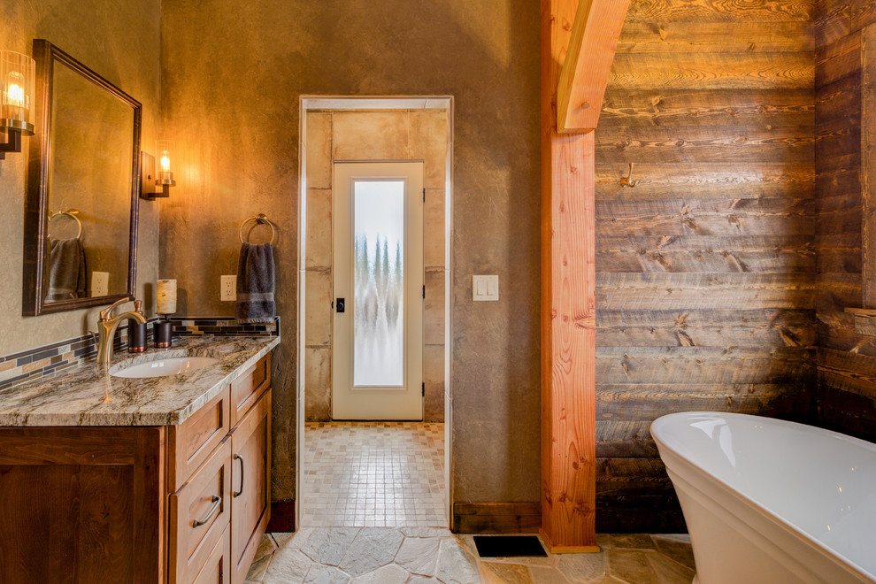 Mountain style bathroom photo in Denver