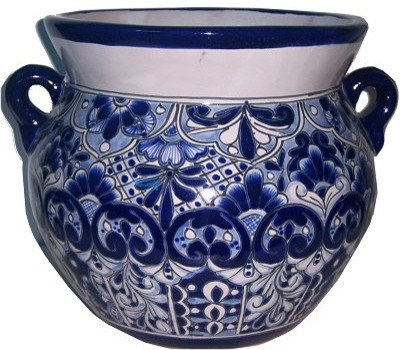 Fine Crafts And Imports Talavera Ceramic Pot Blue View In Talavera Ceramic Pot Blue Mediterranean Outdoor Pots And Planters