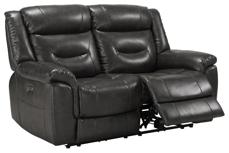 Acme Imogen Loveseat With USB Port Power Motion Gray Leather-Aire
