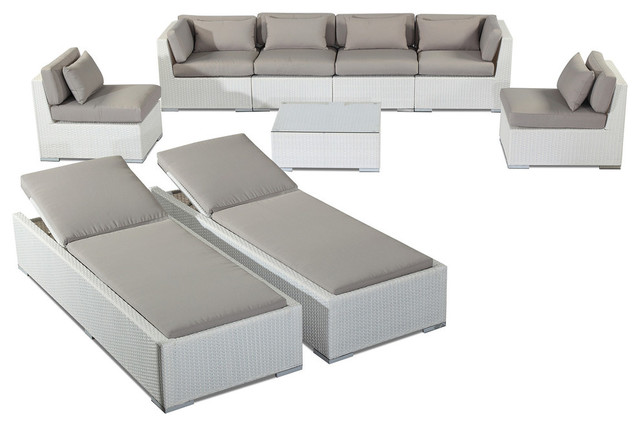 Maui 9 Piece Otudoor Sofa Chaise Lounge Set Tropical Outdoor Maui 9 Piece Otudoor Sofa Chaise Lounge Set Seat Gray Wicker