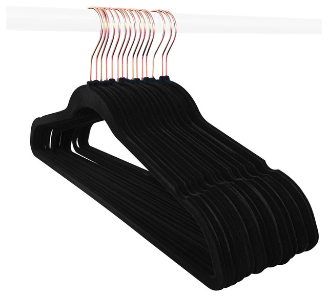 Closet Complete Rose Gold Hook Velvet Hangers 120 Pack Closet Complete Rose Gold Hook Velvet Hangers 120 Pack Black