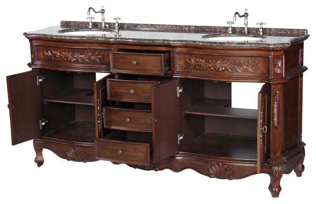 72-Inch Antique Style Double Sink Bathroom Vanity Model 2003-BN ...