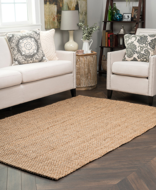 Savannah Handwoven Jute Area Rug Natural/Grey Los Angeles par