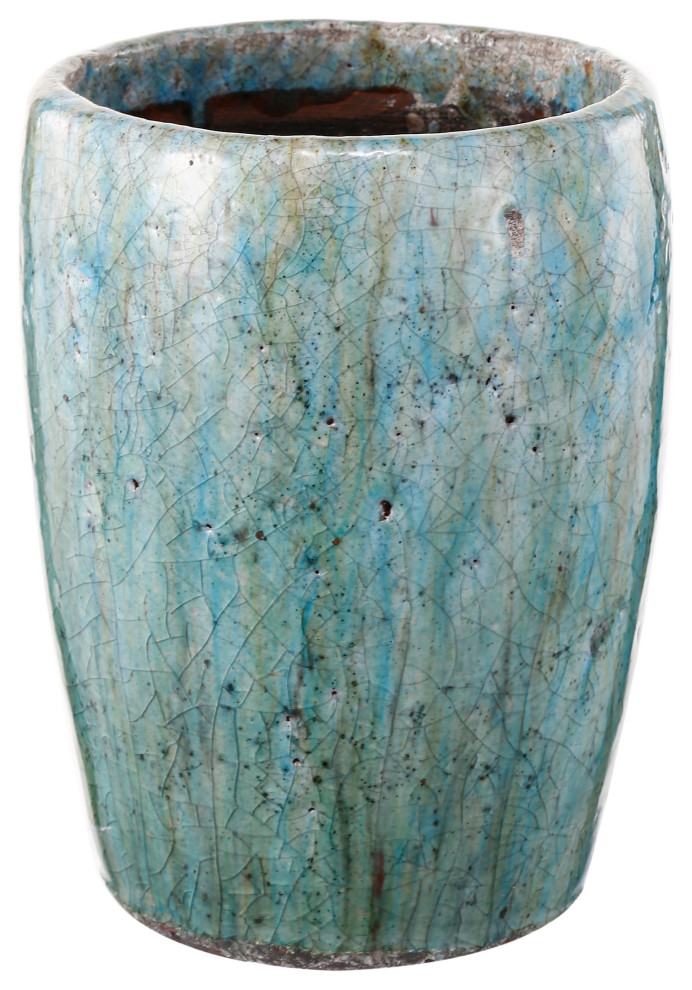 Benzara Transitional Distressed Terracotta Planter with Crackled